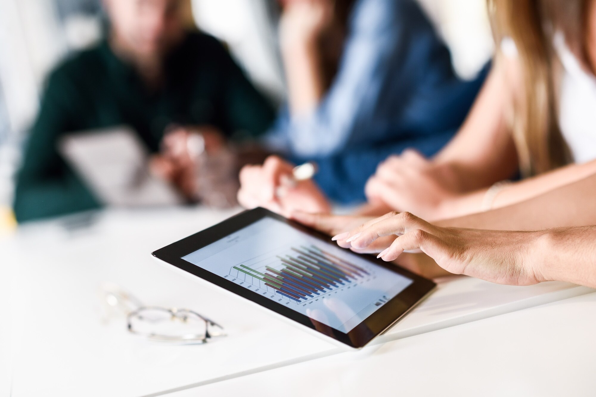 Businesspeople analyzing financial data